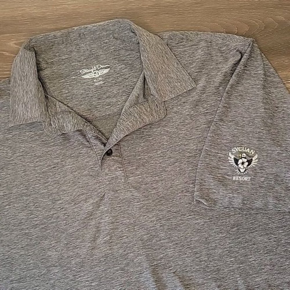 Straight Down Performance Men's XL Gray/Black Golf Polo Shirt‎ Sycuan Resort